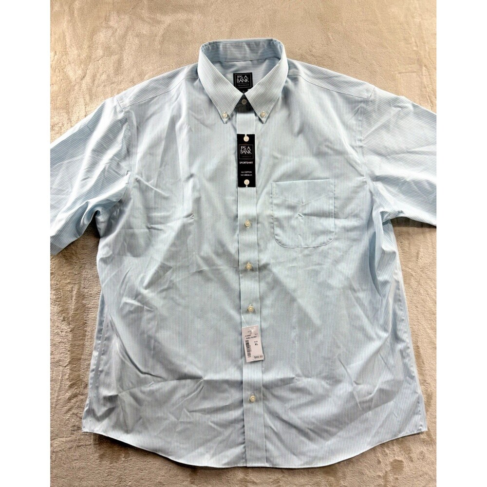 Jos. A. Bank Men's Traveler Shirt Size X Large Light Blue 100% Cotton Button Up